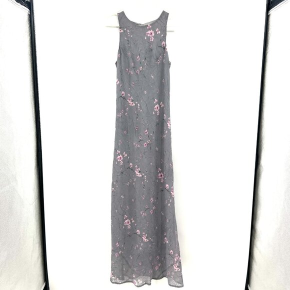 Vintage Y2K All That Jazz Blue Crinkle Floral Print Maxi Dress Women's Small - Picture 1 of 7